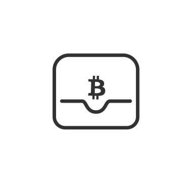 Modern kripto cüzdan çizgisi vektör simgesi. Finans sembolü. Bilet kredi kartı cüzdanı. Banka simgesi. Ekonomi pazarlama ikonu. Alışveriş ikonu. Stok vektör illüstrasyonu beyaz arkaplanda izole edildi.