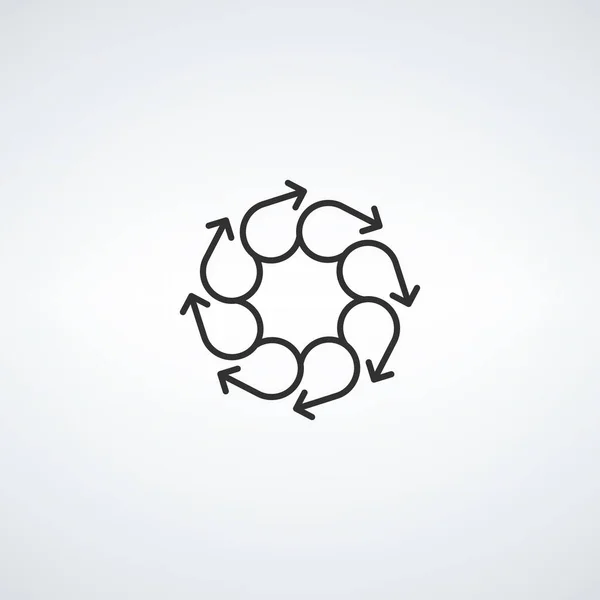 Abstrakcyjne koło wykonane z zakrzywionych strzałek do infografiki. Kierunek logistyki Logo desighn szablon. Ilustracja wektora na białym tle. — Wektor stockowy