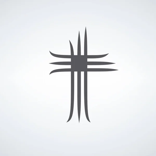 基督教十字教堂标志设计模板 教会会徽 孤立的种群向量说明 — 图库矢量图片