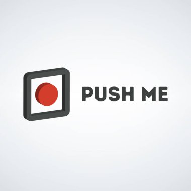 Red push button isolated on white background. 3D rendering. Stock vector illustration isolated