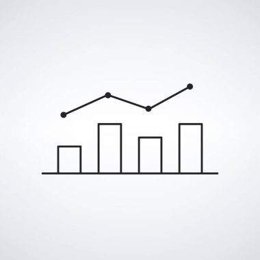 Grafik doğrusal simge üzerinde aşağı yukarı gider. Şifreli iş sembolü. Stok vektör illüstrasyonu beyaz arkaplanda izole edildi.