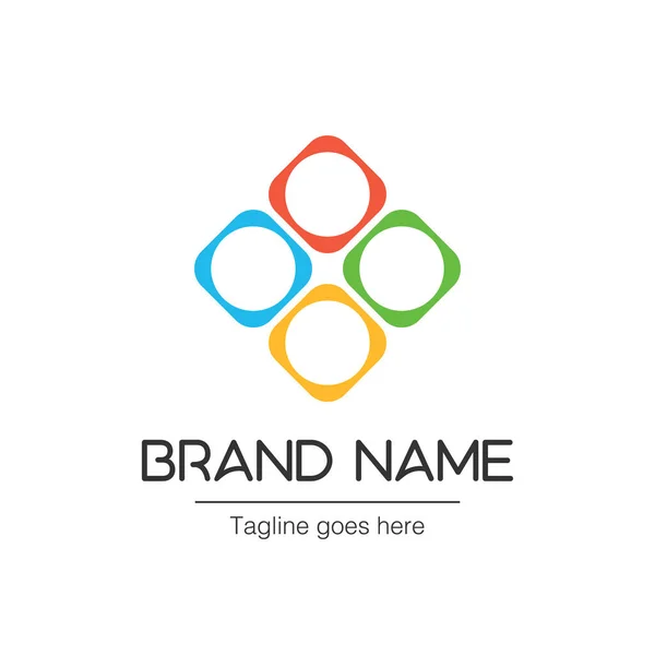 Quadratisches Logo Mit Vier Farben Kreatives Unternehmenskonzept Mit Vier Werten — Stockvektor