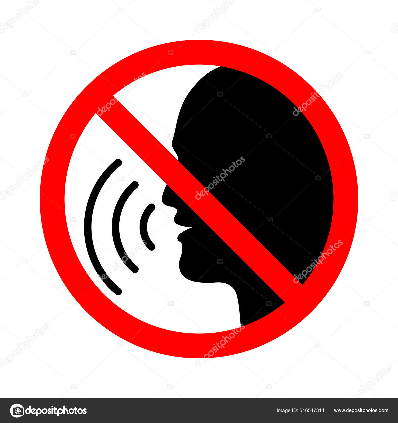 Stop Speaking Sign Red Prohibition Sign Talking Head Human Talk Stock
