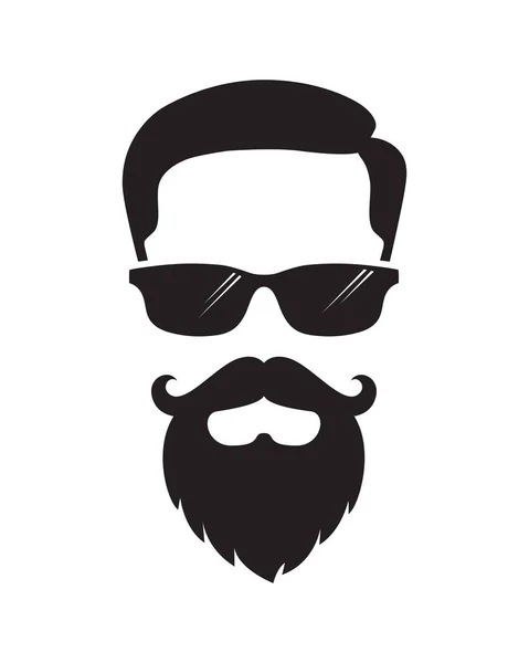 Männlicher Kopf Grafik Ikone Mann Mit Schnurrbart Bart Und Sonnenbrille — Stockvektor
