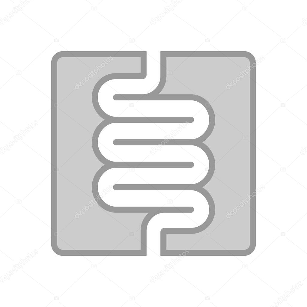 Intestine human organ icon. Intestine graphic sign isolated on white background. Digestive system symbol. Vector illustration