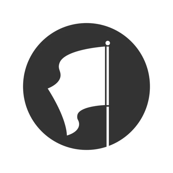 Flagga Grafisk Ikon Viftande Flagga Tecken Cirkeln Isolerad Vit Bakgrund — Stock vektor