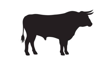 Boğa grafik ikonu. Beyaz arka planda siyah Bullock işareti var. Öküz sembolü. Vektör illüstrasyonu
