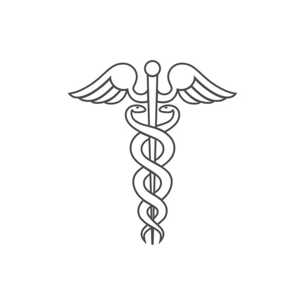 Signo Moderno Del Caduceo Símbolo Medicina Varita Hermes Con Alas — Vector de stock