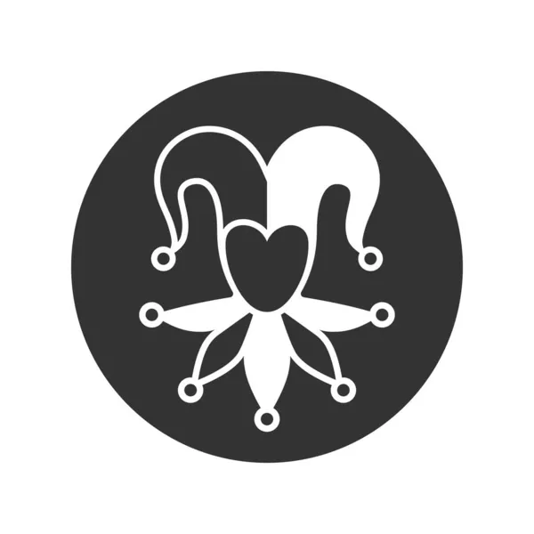 Grafická Ikona Joker Šaškovské Víčko Kruhu Izolované Bílém Pozadí Symbol — Stockový vektor
