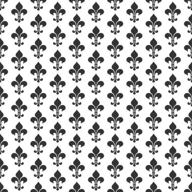 Heraldik zambaklar kusursuz bir arka plan. Vintage dekoratif elementlerin deseni fleur de lys. Vektör illüstrasyonu