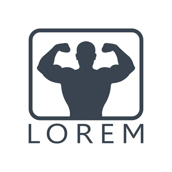 Logotipo Gráfico Musculação Fitness Emblema Isolado Fundo Branco Símbolo Estilo Gráficos Vetores