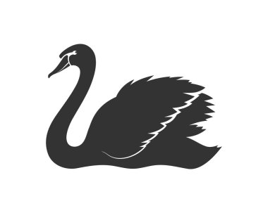 Kuğu grafik simgesi. Su işaretindeki kuğu beyaz arka planda izole edilmiş. Vektör illüstrasyonu