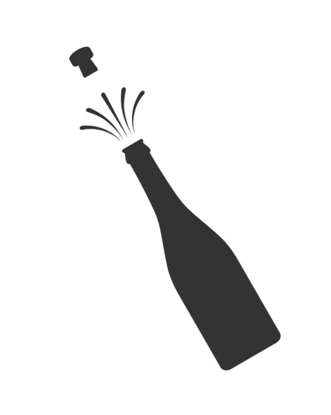 Champagner Öffnen Grafik Symbol Spritzer Champagner Auf Weißem Hintergrund Vektorillustration — Stockvektor