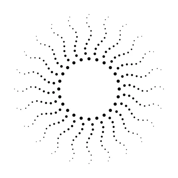 点線の背景 ハーフトーンパターン ポイントが円形に分散されています 白い背景に分離された円のドット ベクトルイラスト — ストックベクタ