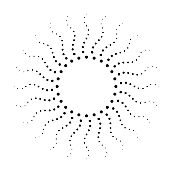 Fondo Punteado Patrón Medias Tintas Puntos Distribuidos Circularmente Puntos Círculo — Archivo Imágenes Vectoriales