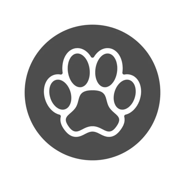 宠物的爪子打印图形图标 狗或猫的标志在白色背景隔离的圆圈中 矢量说明 — 图库矢量图片