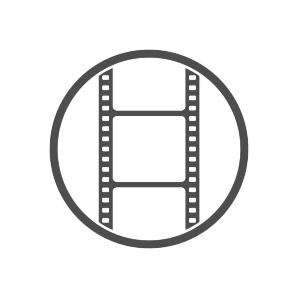 Γραφική Εικόνα Ταινίας Φωτογραφικό Σήμα Ταινία Στον Κύκλο Απομονώνονται Λευκό — Διανυσματικό Αρχείο