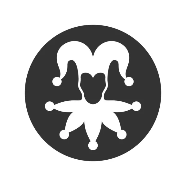 Ikona Graficzna Jokera Znak Czapka Jester Okręgu Izolowane Białym Tle — Wektor stockowy