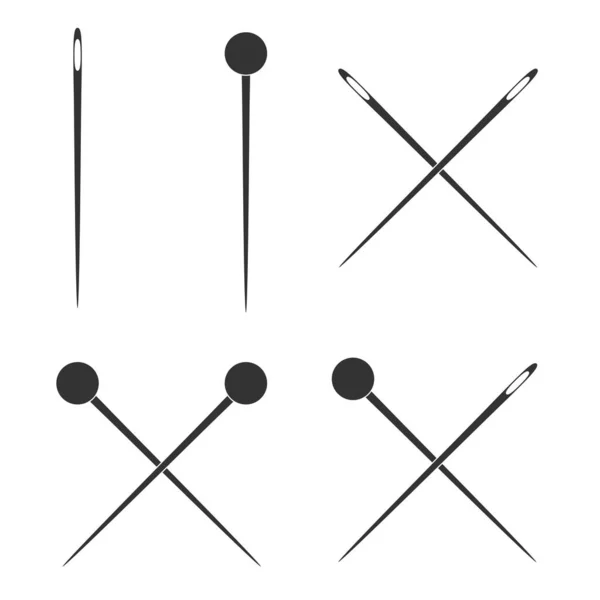 Needles Pins Graphic Icons Set Signs Isolated White Background Tailoring — Stock vektor