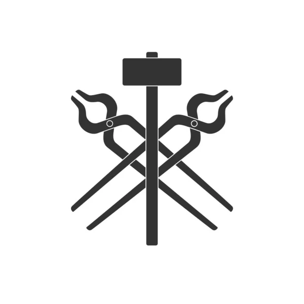 Blacksmith Alat Grafis Tanda Simbol Smithy Menempa Tanda Alat Terisolasi - Stok Vektor