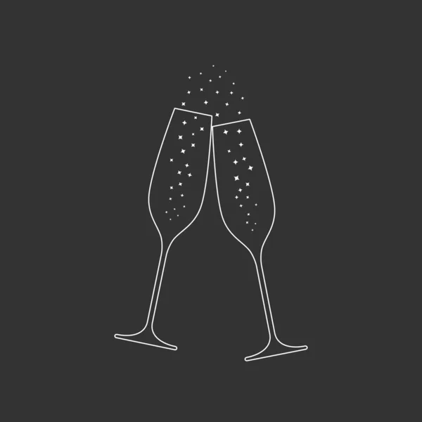 Clink Glasses Champagne Graphic Icon Two Champagne Glasses Sign Isolated —  Vetores de Stock