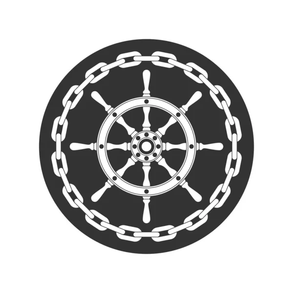 Bateau Barre Icône Graphique Chaîne Panneau Direction Dans Cercle Isolé — Image vectorielle