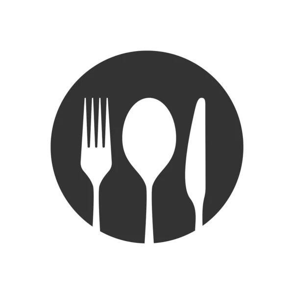 Símbolo Menú Restaurante Cartel Cuchara Tenedor Cuchillo Círculo Aislado Sobre — Vector de stock