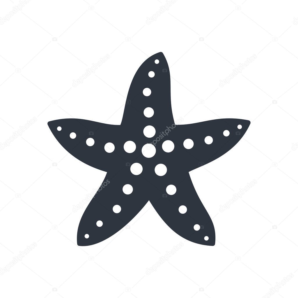 Starfish graphic icon. Sea star black sign isolated on white background. Sea life symbol. Vector illustration