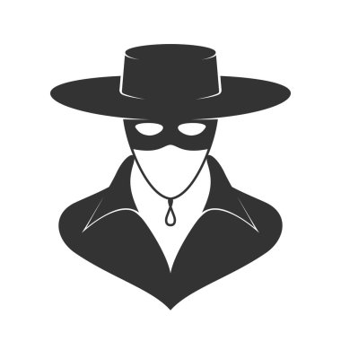 Maske Zorro grafik simgesi. Maske işareti beyaz arkaplanda izole edildi. Vektör illüstrasyonu