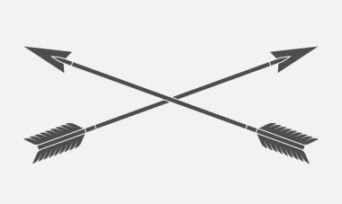 İki ok grafik simgesi. Çapraz ok işareti beyaz arkaplanda izole edilmiş. Vektör illüstrasyonu