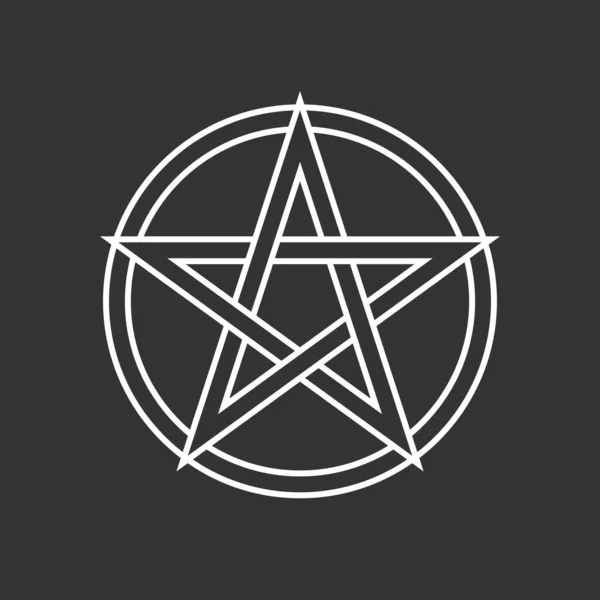 Fünfeckiges Sterngrafik Pentagramm Fünfzackiges Sternzeichen Isoliert Auf Schwarzem Hintergrund Tattoo — Stockvektor