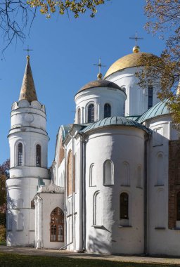 Chernigov şehrindeki Şekil Değiştirme Katedrali 'nin bir parçası. Tapınak 1679 'da Ukrayna' nın celladı Mazepa 'nın parasıyla kuruldu..