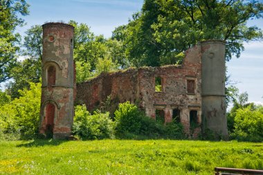 Ruins of palace in Jakubow, Lower Silesian Voivodeship, Poland.