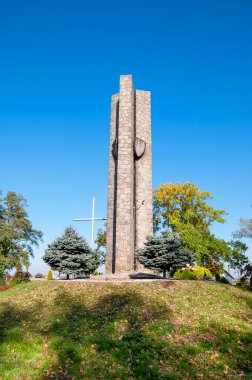 Monument commemorating the battle of Plowce in 1331. Plowce, Kuyavian-Pomeranian Voivodeship, Poland
