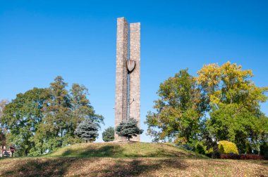 Monument commemorating the battle of Plowce in 1331. Plowce, Kuyavian-Pomeranian Voivodeship, Poland