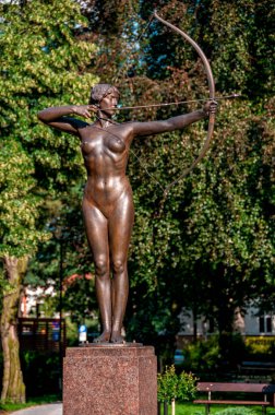 Archer - sculpture in the park of Jan Kochanowski. Bydgoszcz, Kuyavian-Pomeranian Voivodeship, Poland.