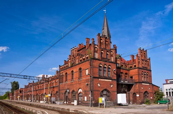 Neo Gothic Railway Station Nowe Skalmierzyce Greater Poland Voivodeship Poland — Zdjęcie stockowe