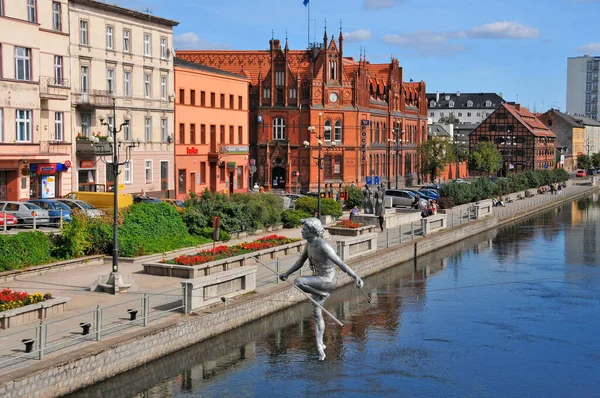 Passing River Sculpture Suspended Rope Brda River Bydgoszcz Kuyavian Pomeranian — Foto Stock