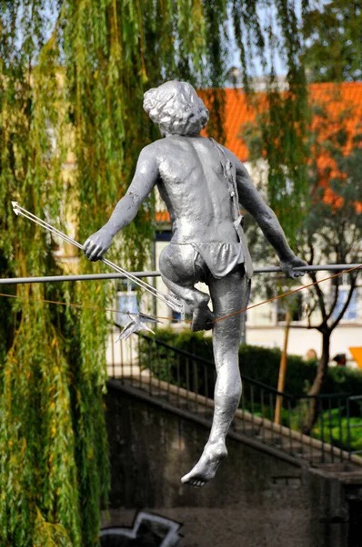 Passing River Sculpture Suspended Rope Brda River Bydgoszcz Kuyavian Pomeranian —  Fotos de Stock