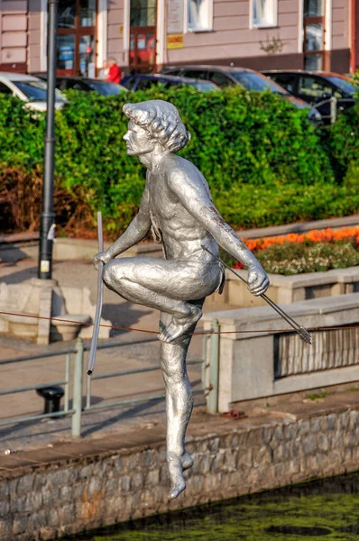 Passing River Sculpture Suspended Rope Brda River Bydgoszcz Kuyavian Pomeranian — 图库照片