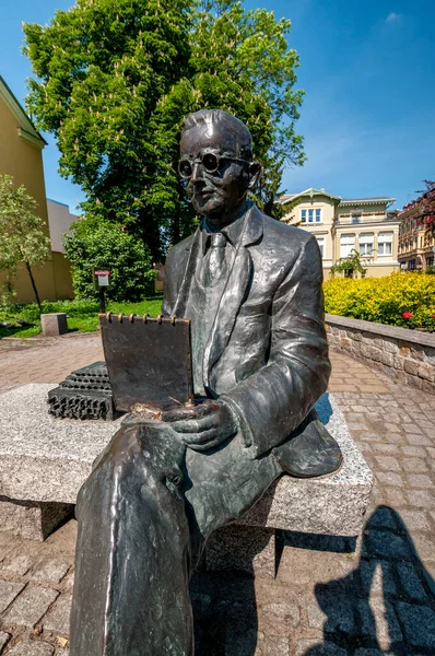 Monumento Banco Marian Rejewski Bydgoszcz Voivodia Kuyavian Pomeranian Polónia — Fotografia de Stock