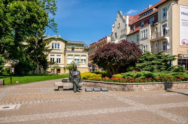Monumento Banco Marian Rejewski Bydgoszcz Voivodia Kuyavian Pomeranian Polónia — Fotografia de Stock