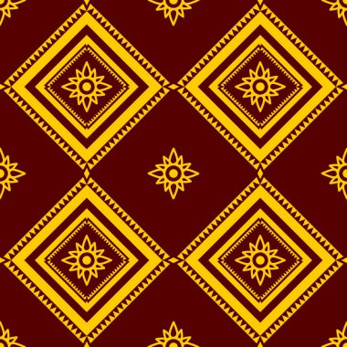 Fabric pattern. vector seamless pattern. Creative a textile with  geometric symbols, circle, rectangle, square, triangle and water drop shape on brown background, flat design vector illustration