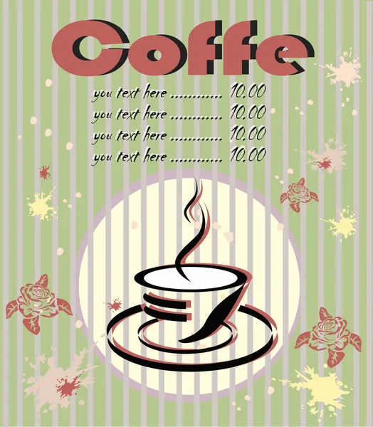 Caffè. menu  . — Vettoriale Stock