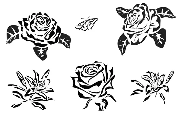 玫瑰.butterfly。图标 . — 图库矢量图片