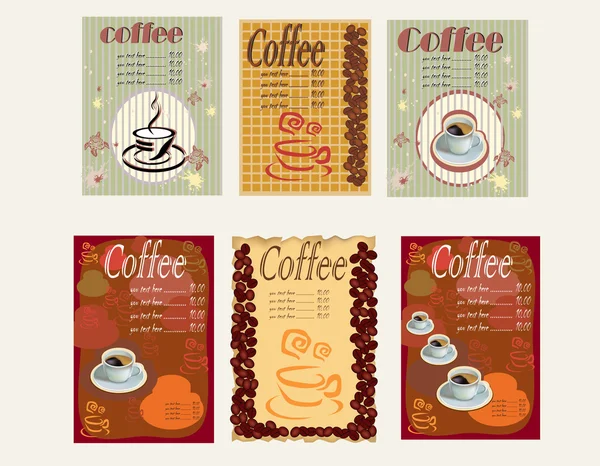 Koffie, thee, menu . — Stockvector