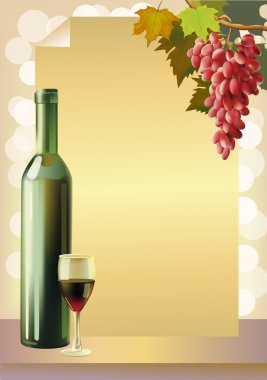 Olgun üzüm, şarap ve şarap şişe .