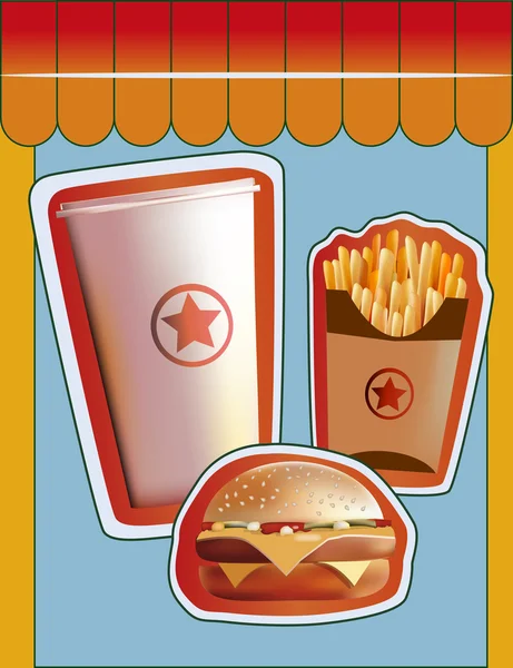 Grunge dekking voor fast-food menu — Stockvector