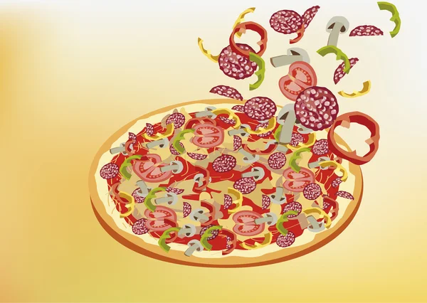 Pizza, menú, restaurante, ilustración vectorial — Vector de stock