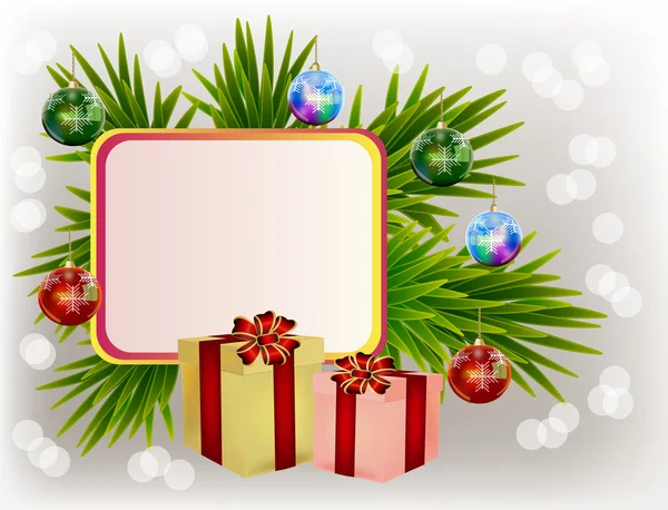 Weihnachtskarte mit Geschenkschachteln — Stockvektor